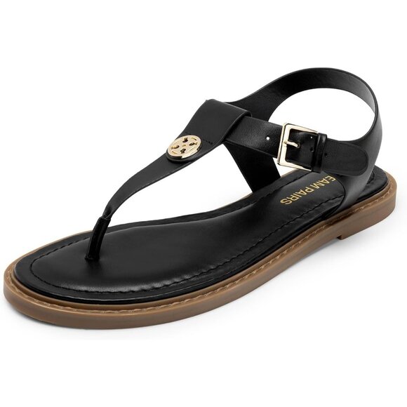 Dream Pairs Womens T-Strap Flat Thong Sandals Size 11 Adjustable Ankle Strap - Picture 1 of 13
